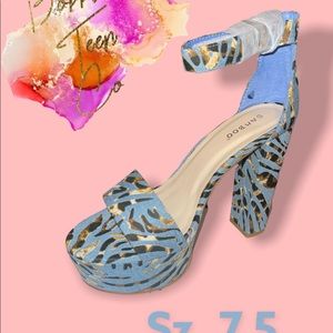 Denim Zebra print heels